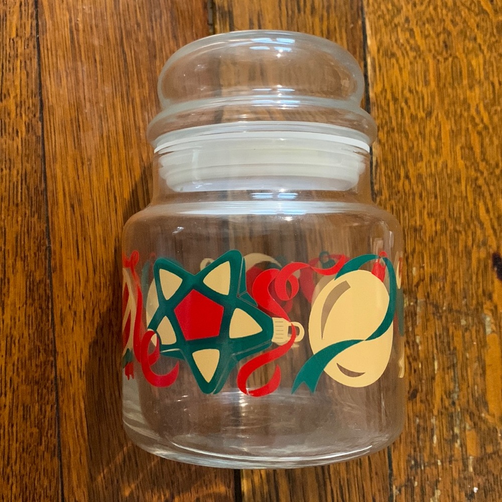 Vintage Christmas ornaments holiday decorative candy apothecary glass jar w lid